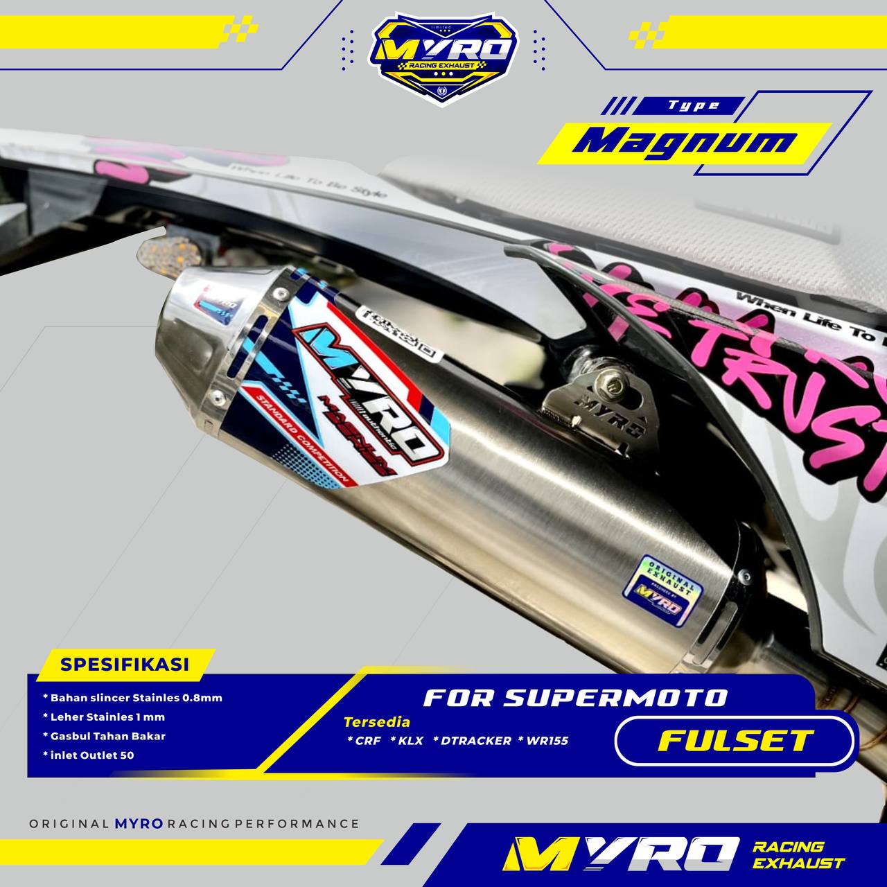 Knalpot untuk Xr150 Crf150 Klx150 Dtracker Wr155 Type Magnum